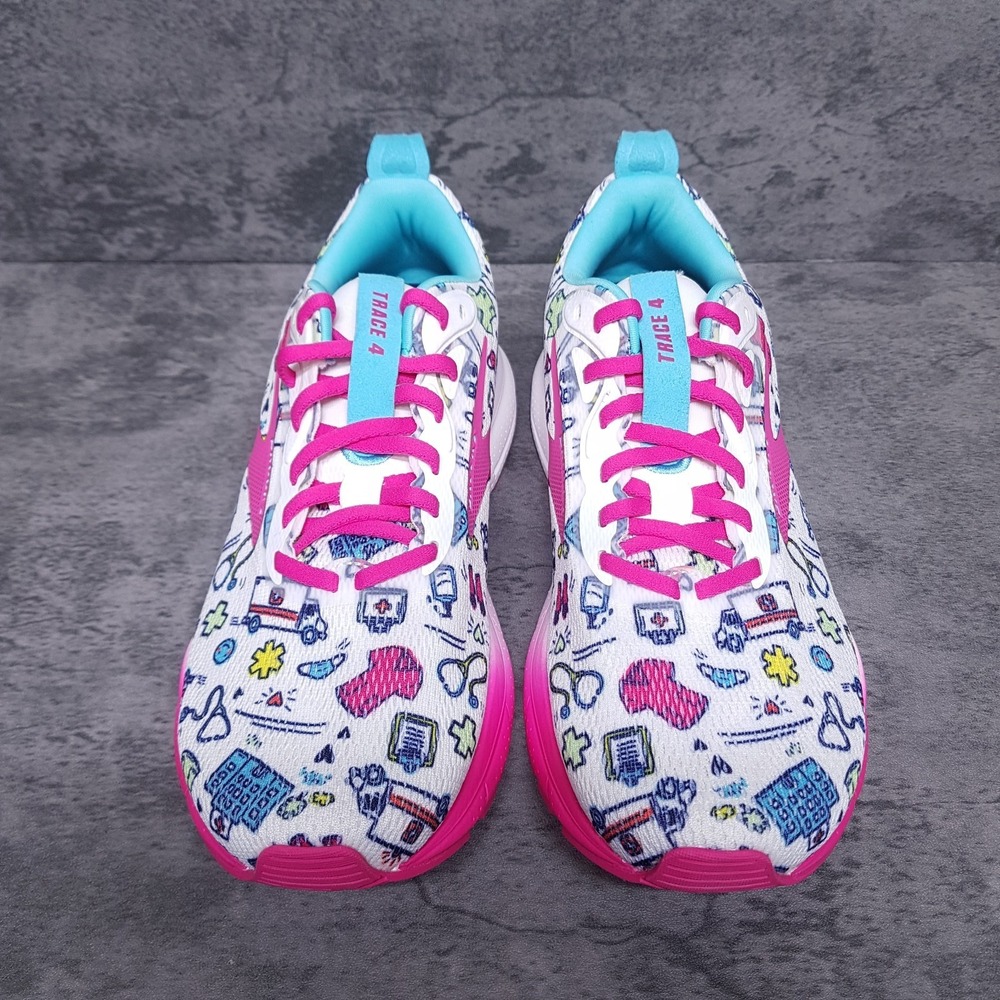 BROOKS Trace 4 Hero Medical Nurse Running Shoes Women 8.5 WIDE White Pink No Lid - Picture 3 of 7